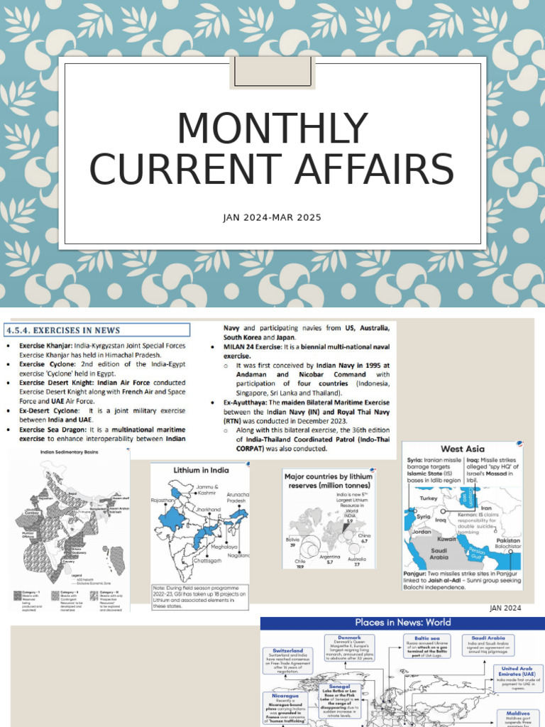Monthly Current Affairs Overview 2024-2025 | PDF