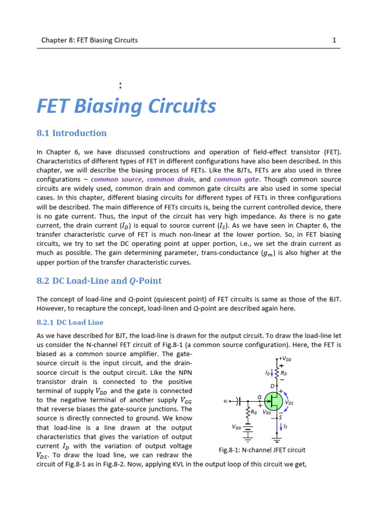 FET Biasing Circuits Explained | PDF | Field Effect Transistor | Amplifier