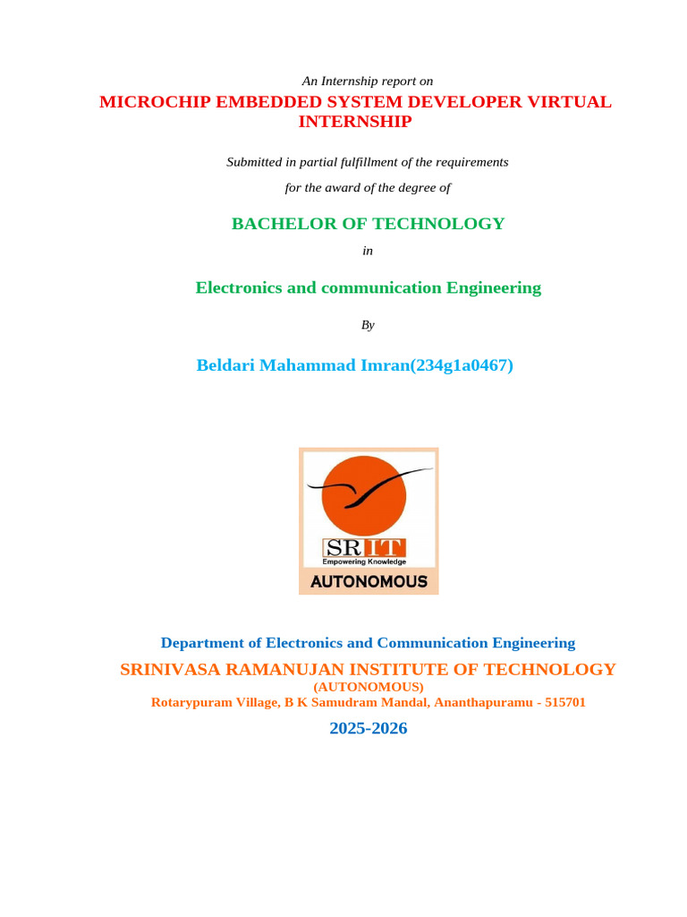 Microchip Embedded Systems Internship Report | PDF | Microcontroller ...