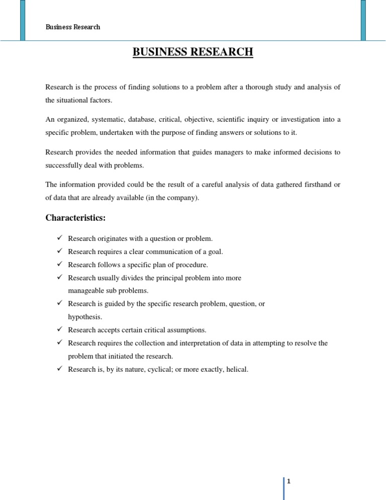 Business Research | PDF | Career & Growth | Science & Mathematics
