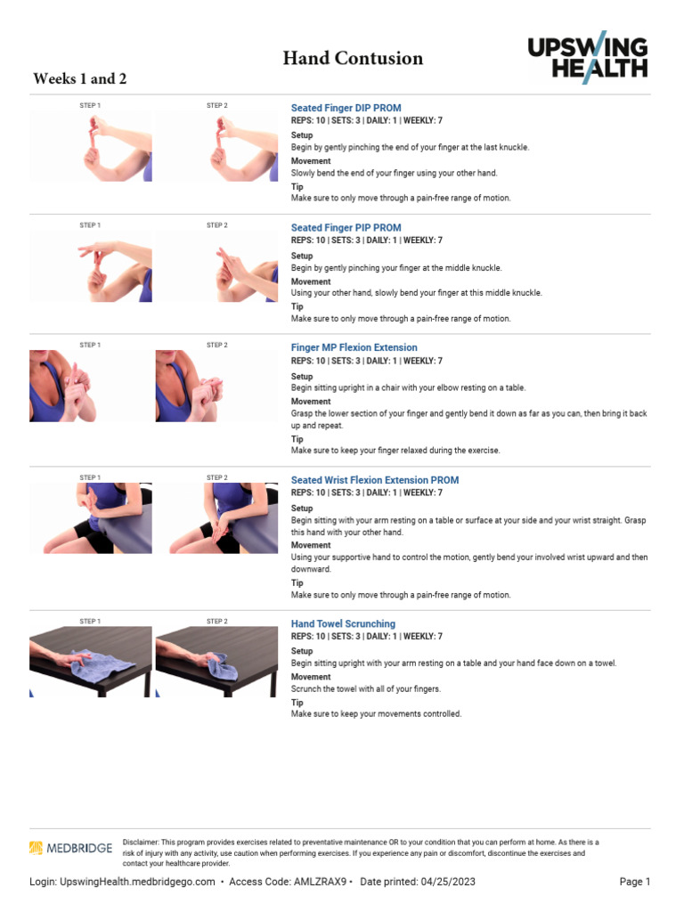 Hand Rehabilitation Exercise Guide | PDF | Anatomical Terms Of Motion ...