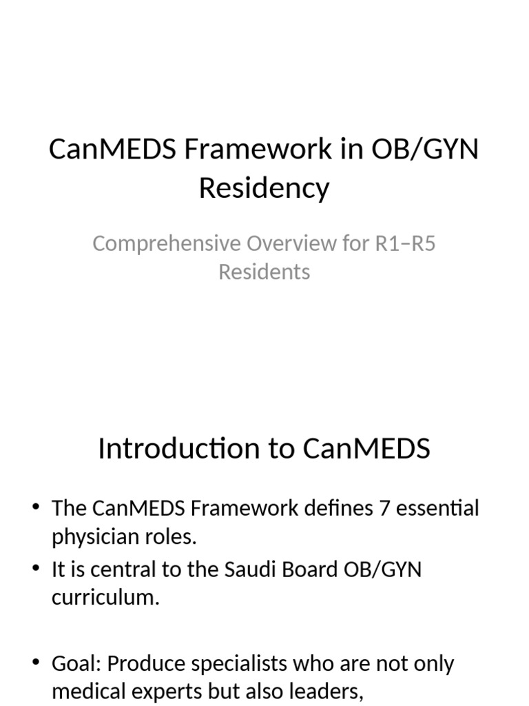 CanMEDS Framework for OB/GYN Residents | PDF | Obstetrics | Clinical ...