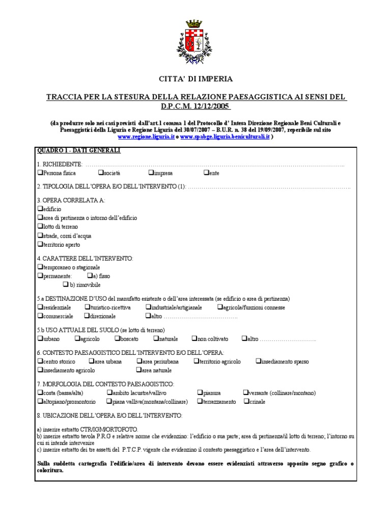 Relazione Paesaggistica Non Semplificata
