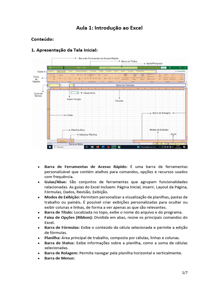 Introdução ao Excel: Interface e Funcionalidades | PDF | Microsoft ...