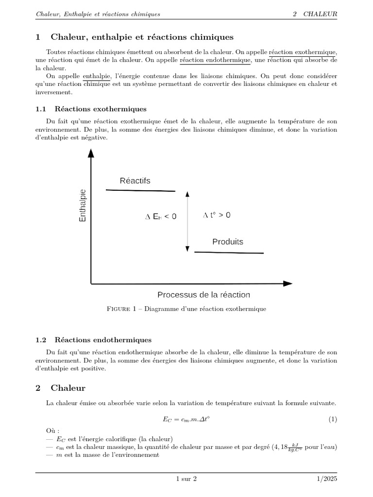 Chaleur et Enthalpie en Réactions Chimiques | PDF | Enthalpie ...