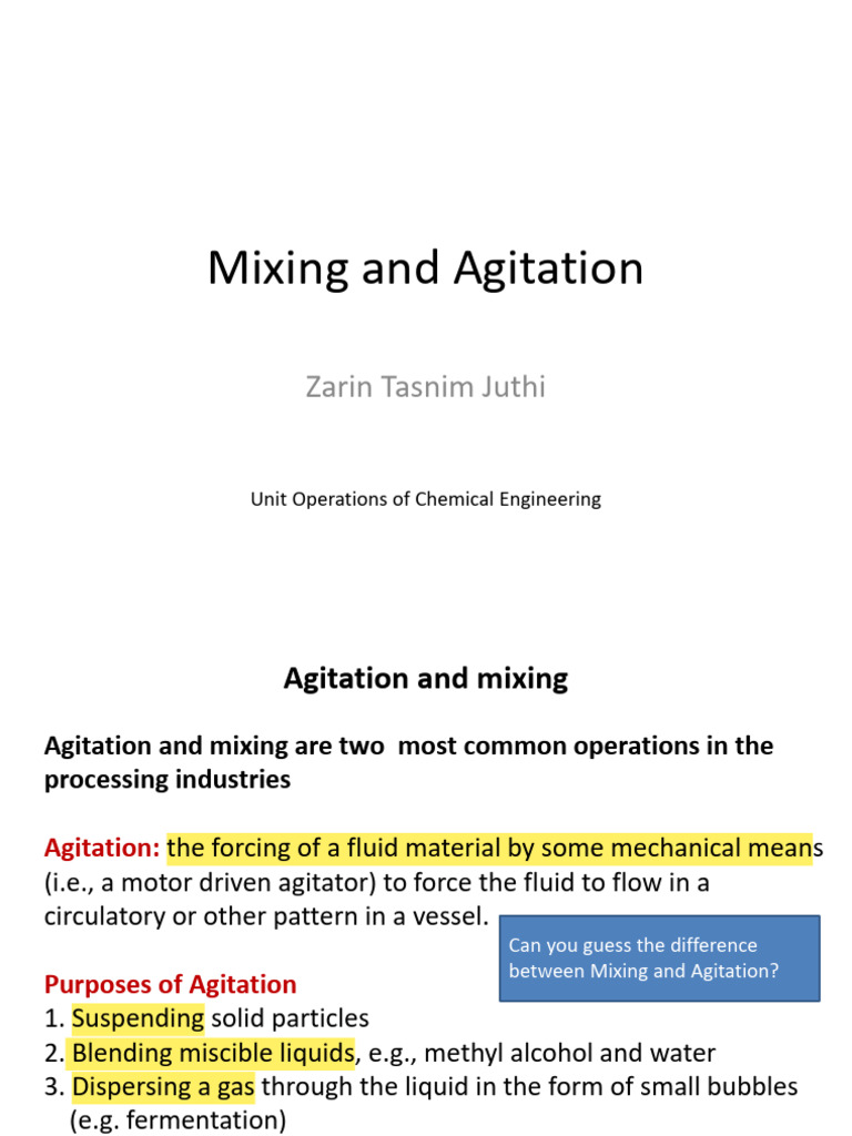 Agitation and Mixing in Chemical Processes | PDF | Liquids | Chemistry