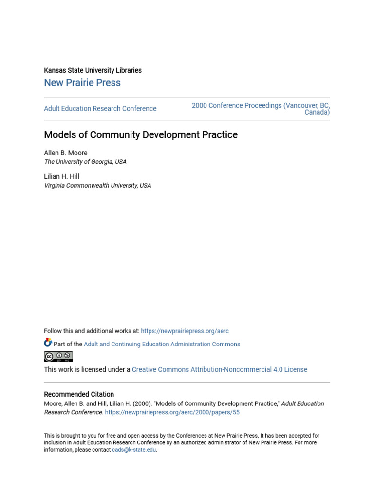 Community Development Practice Models | PDF | Reflective Practice ...
