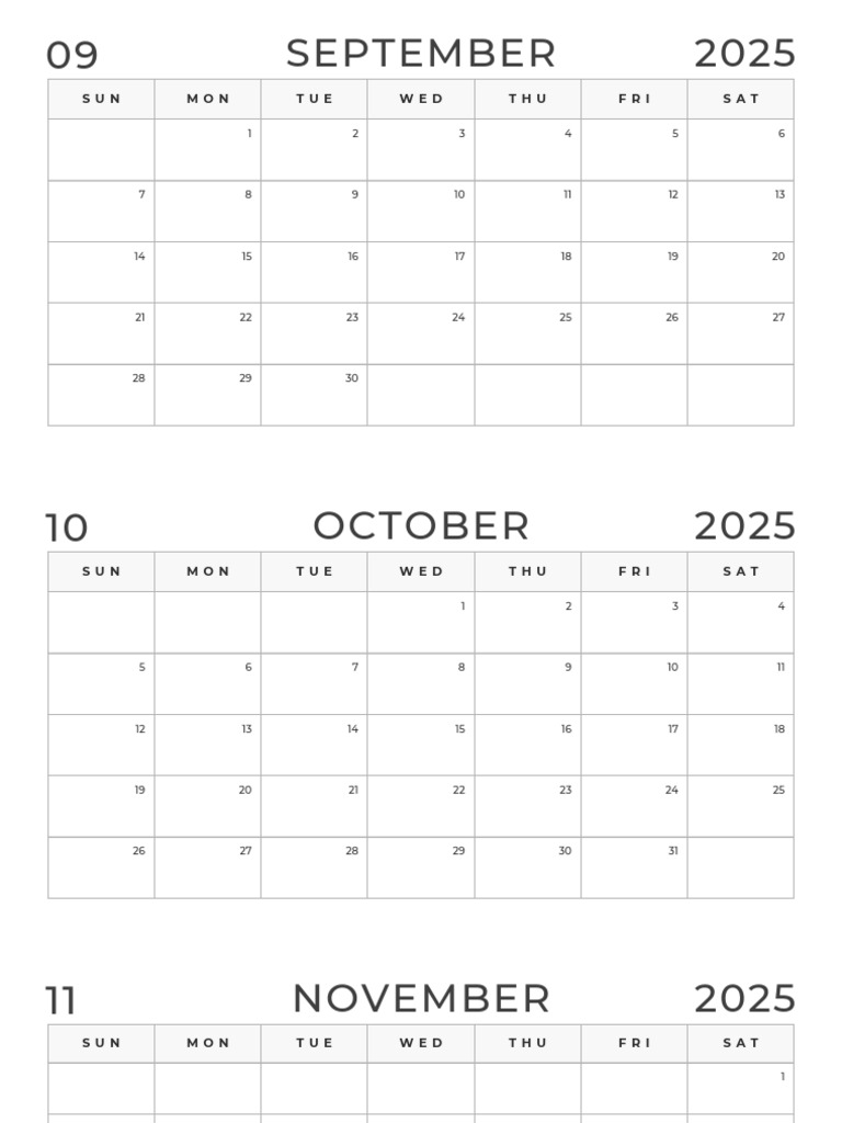September to January 2026 Calendar | PDF