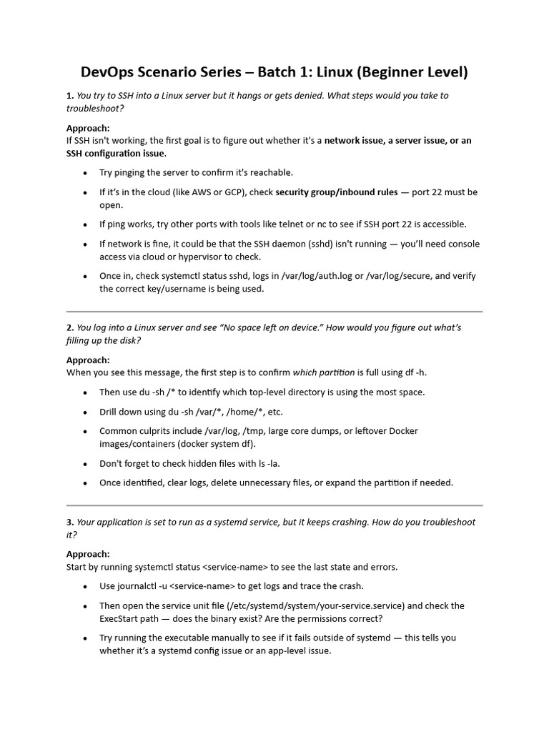 Linux Interview Scenarios for DevOps | PDF | System Software | Computer ...