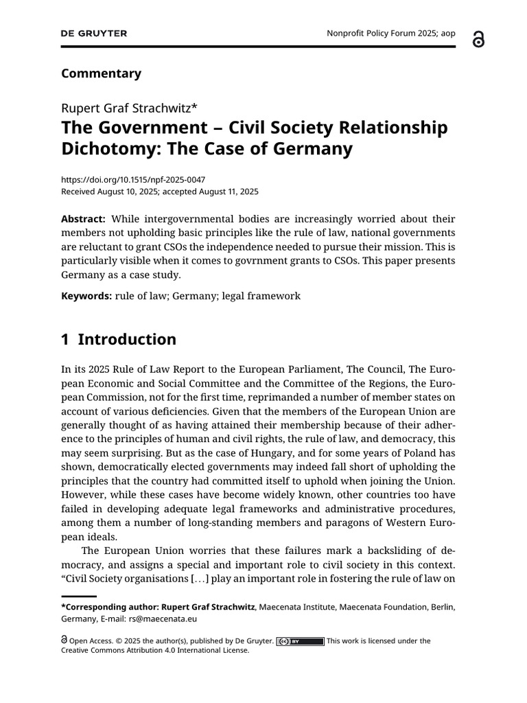 Germany's Civil Society and Government Tensions | PDF | Non ...