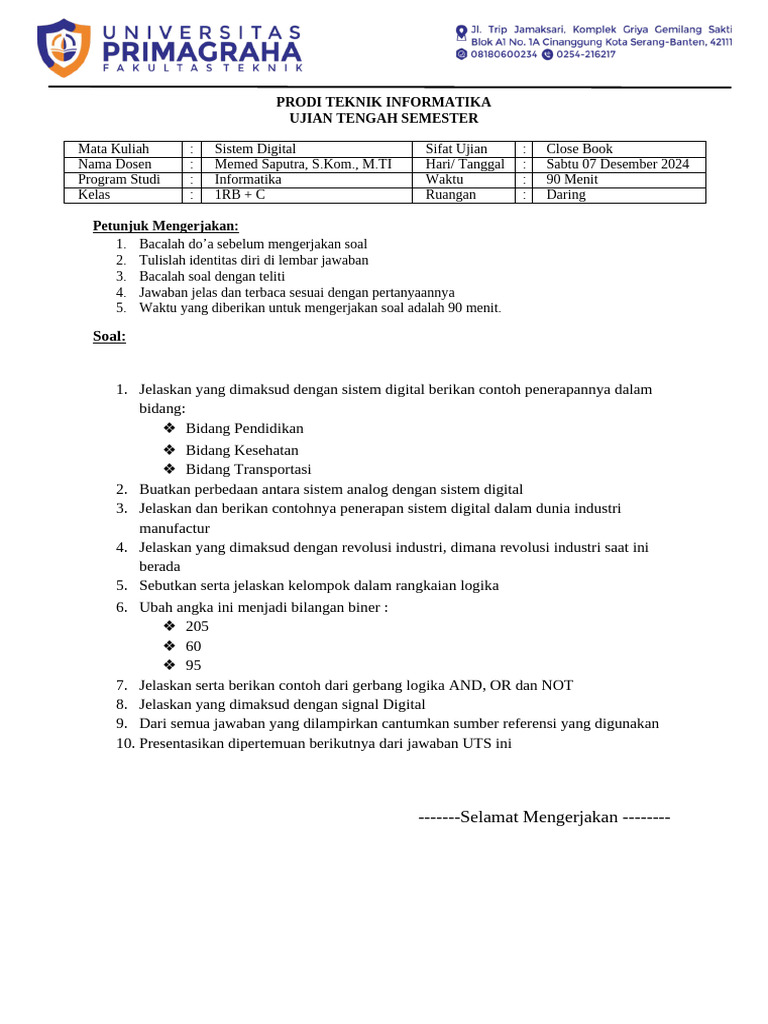 Uts Sistem Digital | PDF