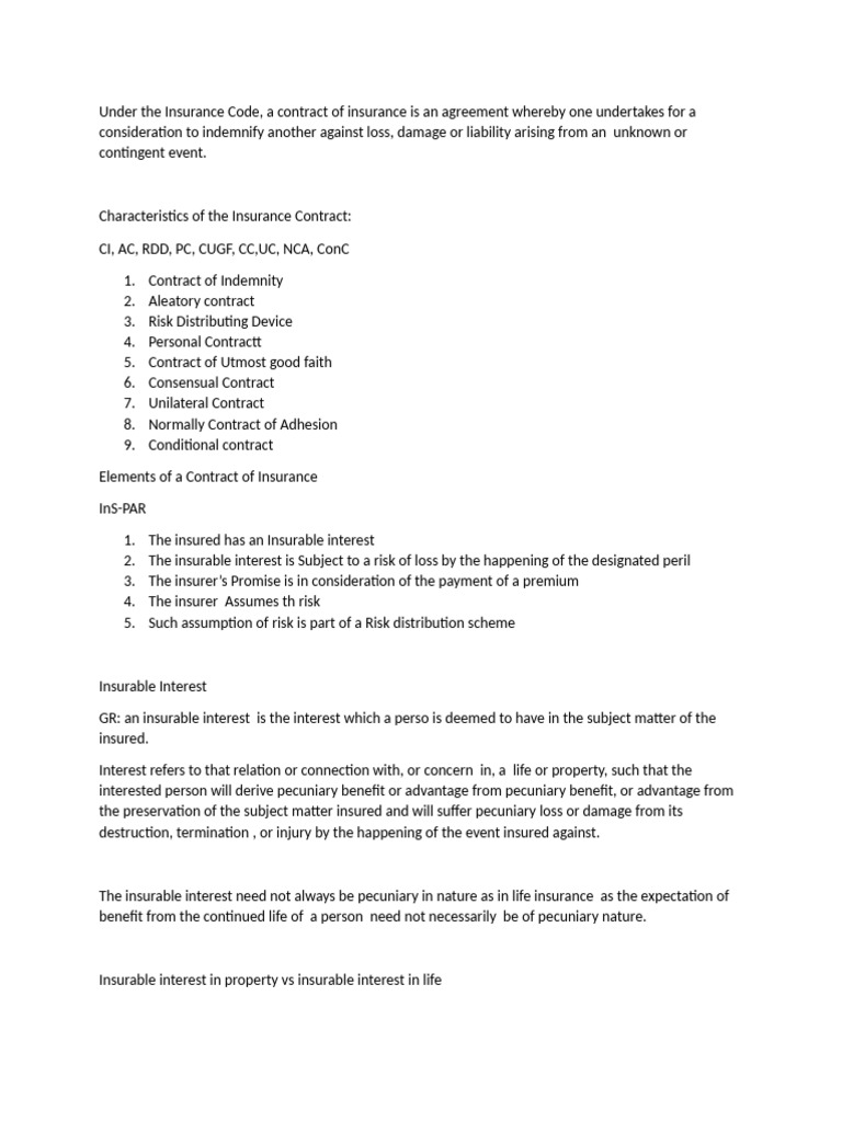 Key Elements of Insurance Contracts | PDF | Insurance | Life Insurance