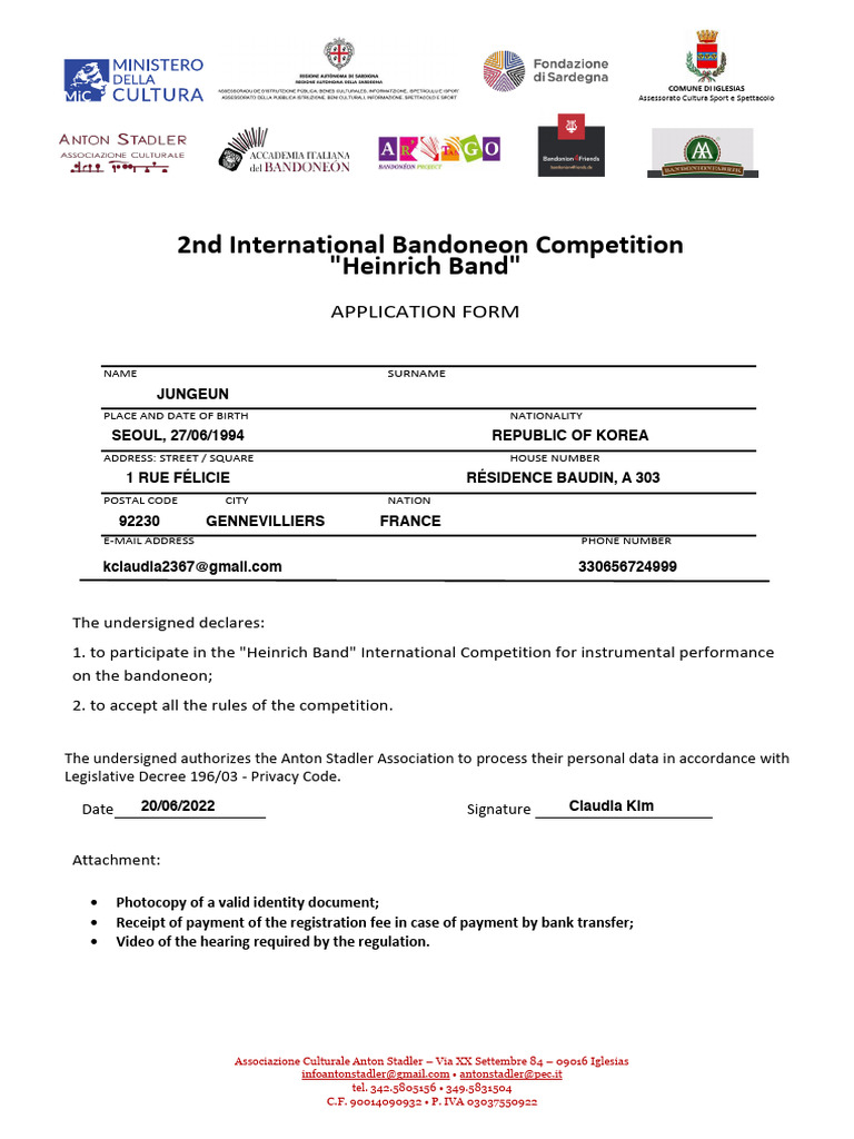 Modulo Concorso ENG-A (Application Form) | PDF