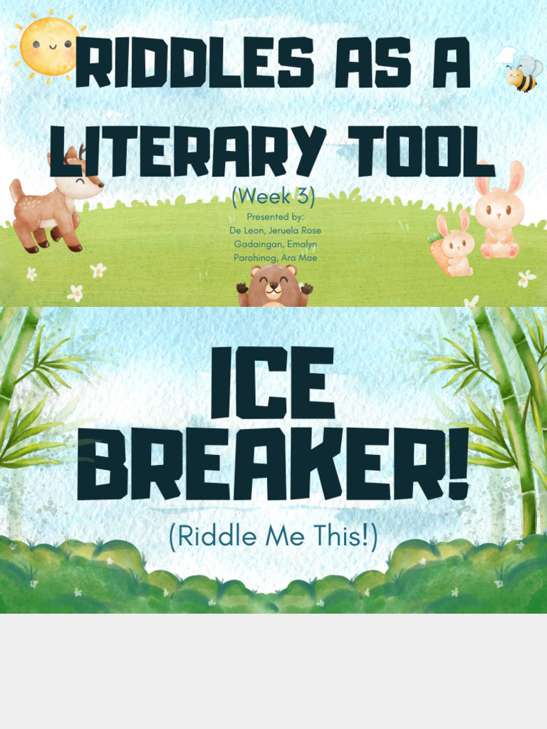 WEEK 3 Riddles As A Literary Tool | PDF | Riddle | Critical Thinking