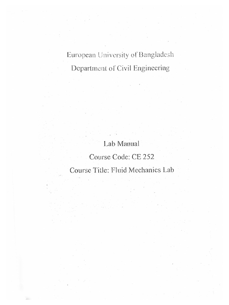 CE-252 Fluid Mechanics LAB | PDF