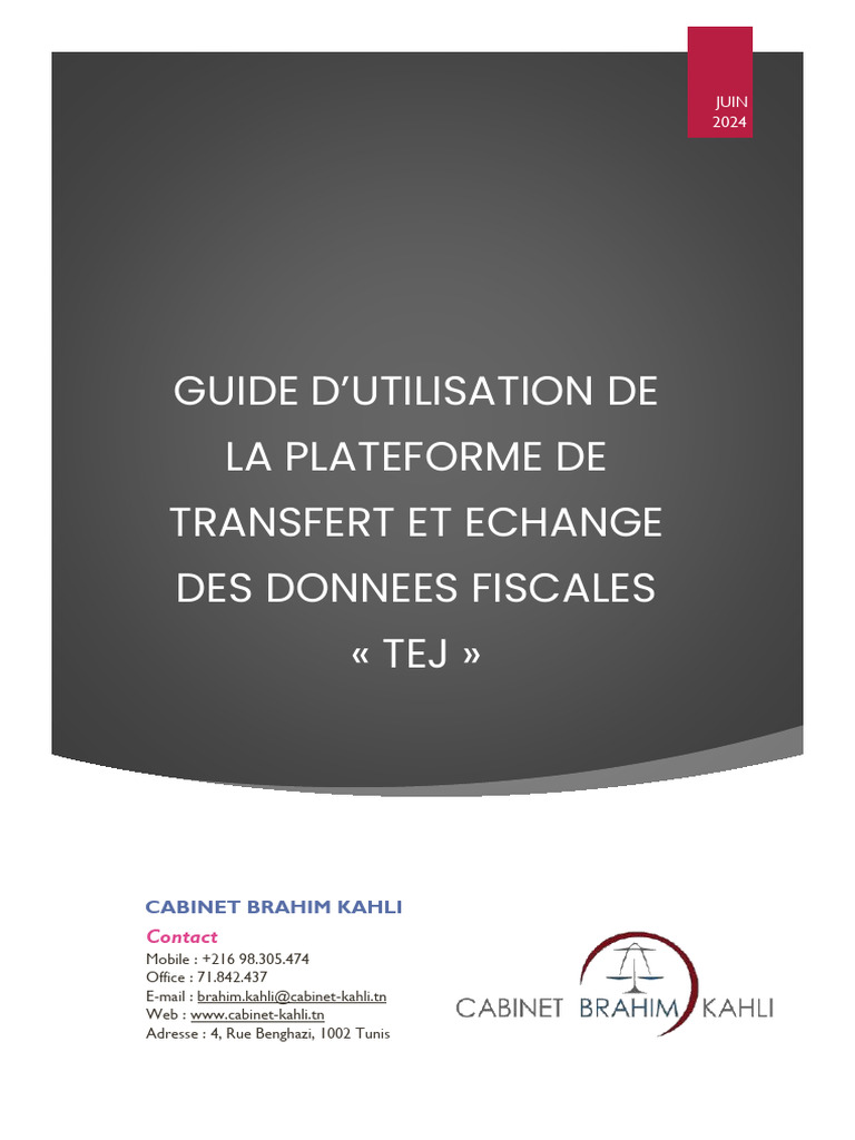 Guide d'utilisation de la plateforme TEJ | PDF | Impôts | Impôt sur le ...