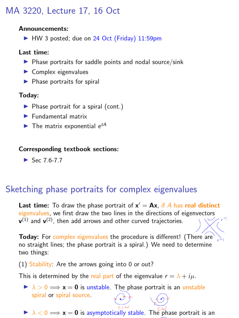 Phase Portraits and Matrix Exponentials | PDF | Eigenvalues And ...