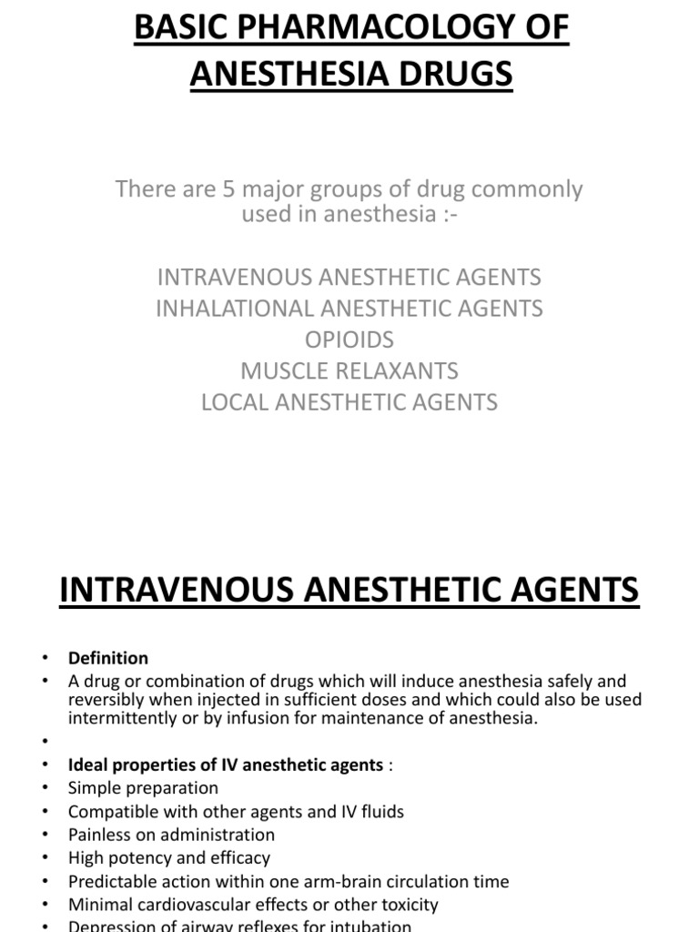 Basic Pharmacology of Anesthesia Drugs PDF