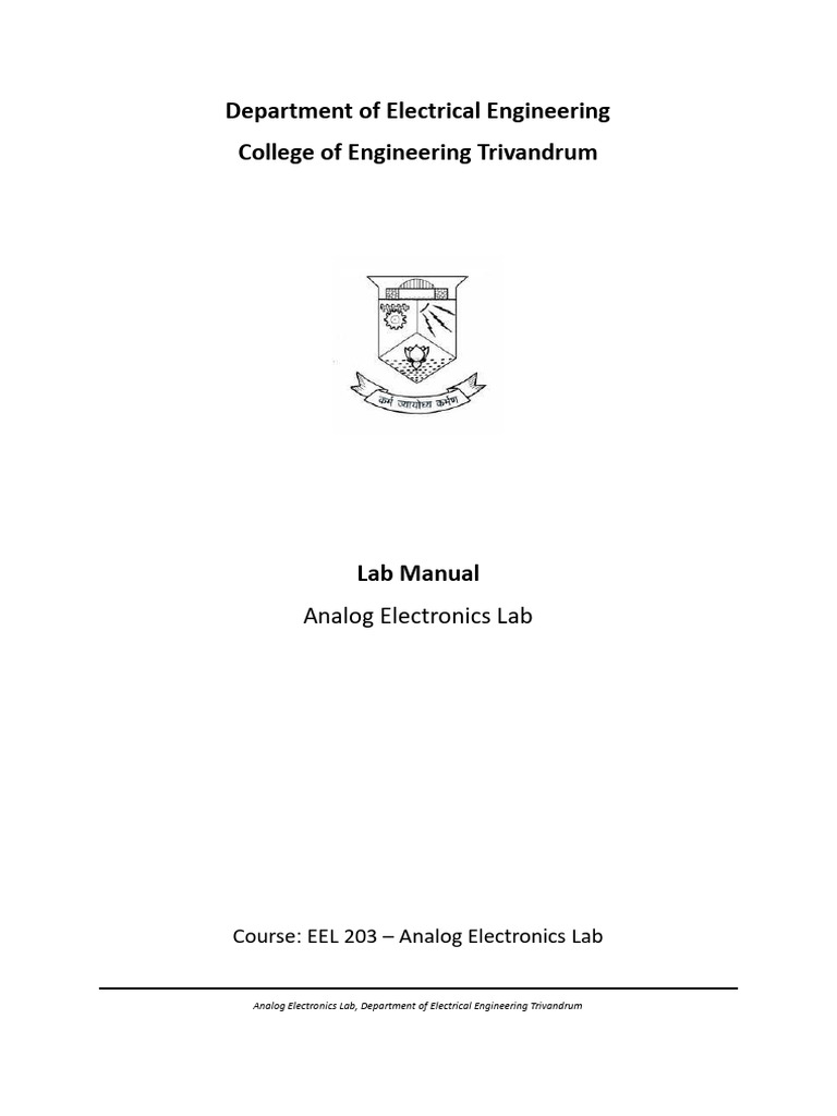 Analog Electronics Lab Manual EEL 203 | PDF | Electronic Oscillator ...