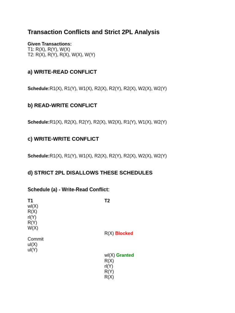 Transaction Conflicts 2PL Analysis | PDF | Concurrency (Computer ...