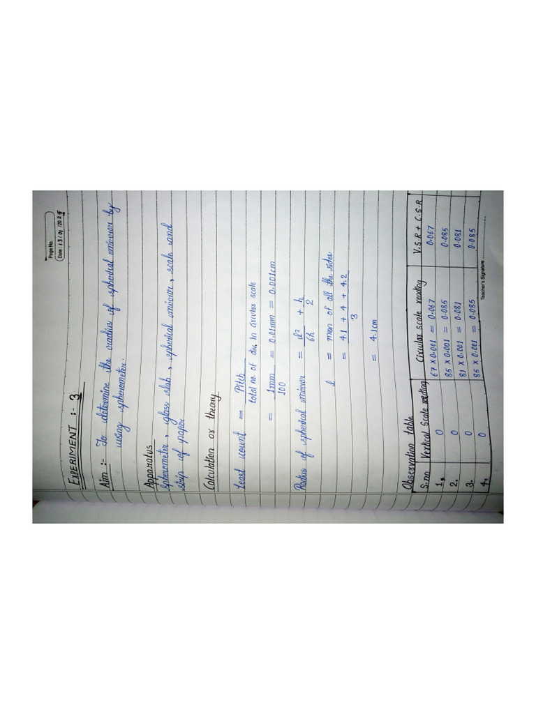 Experiment No 3 Physics Xi | PDF