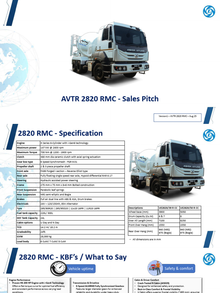 AVTR 2820 RMC Specifications Overview | PDF | Clutch | Truck