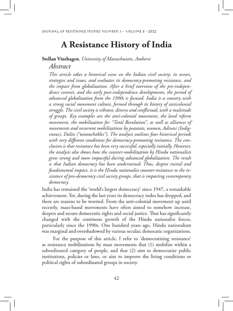 History of Resistance in India | PDF | Political Science