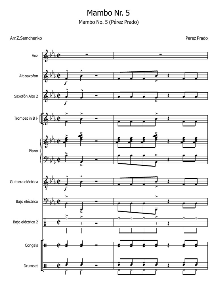 Mambo No. 5 Sheet Music Arrangement | PDF