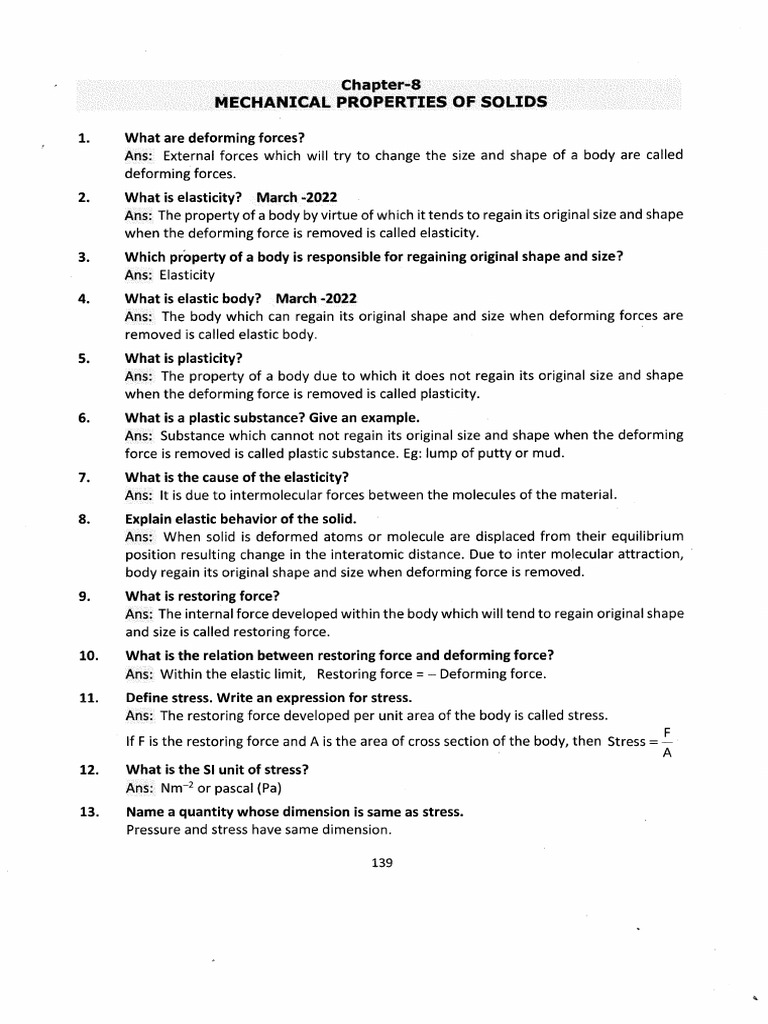C-8 Mechanical Properties of Solids | PDF