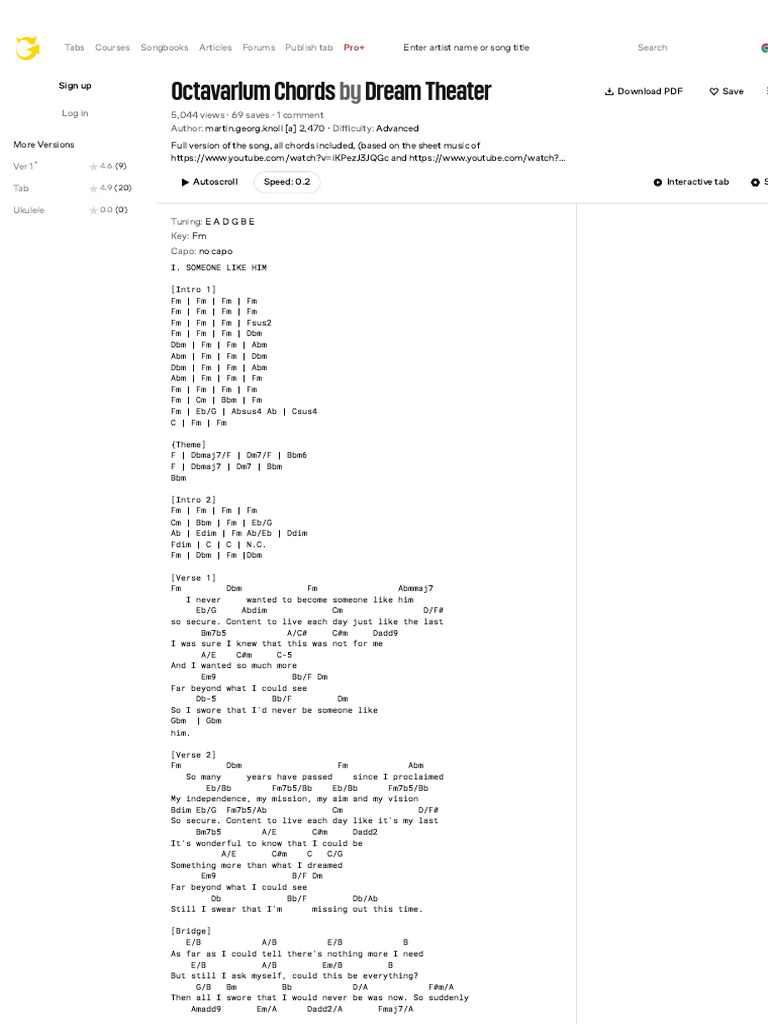 Octavarium Chords for Guitar | PDF | Song Structure | Elements Of Music