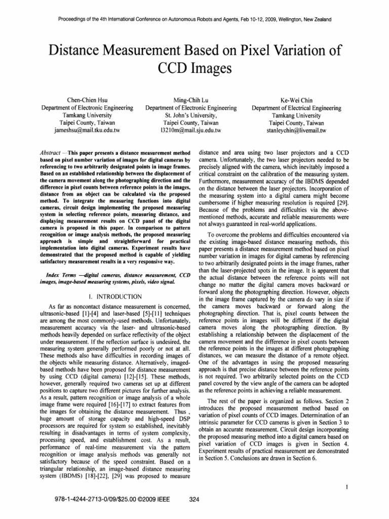 Pixel Variation Distance Measurement Method | PDF | Camera | Digital Camera