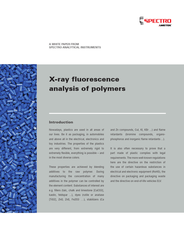 Spectro Whitepaper Analysis of Polymers XRF Int-Ev | PDF | Applied And ...