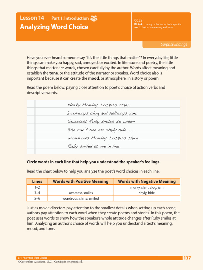 Analyzing Word Choice in Literature | PDF | Poetry | Mood (Psychology)