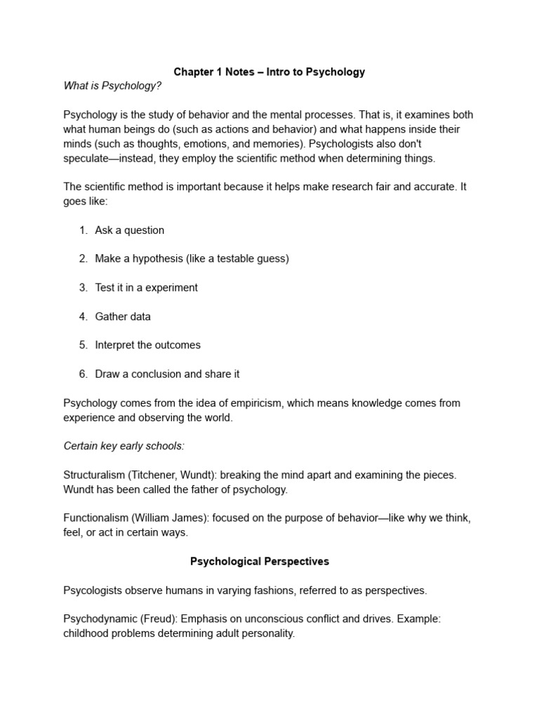 Intro to Psychology: Key Concepts and Methods | PDF | Psychology ...
