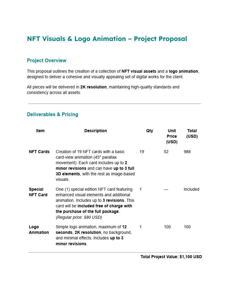 NFT Visuals & Logo Animation Proposal | PDF