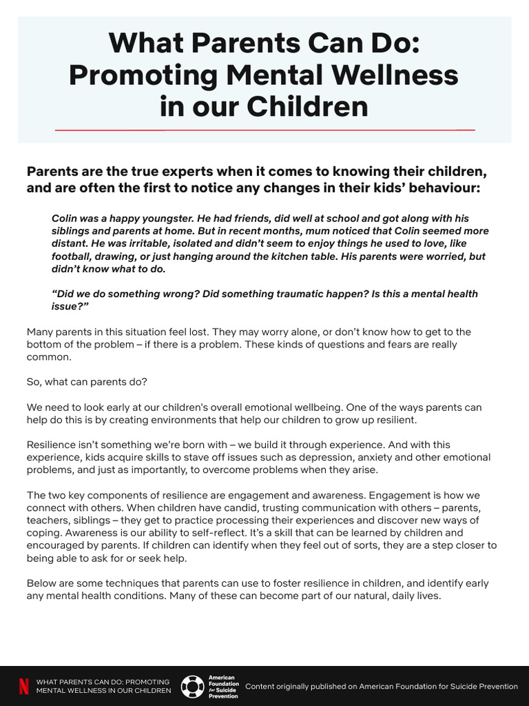 GB MentalHealth ParentsPromotingMentalWellness | PDF | Mental Health ...