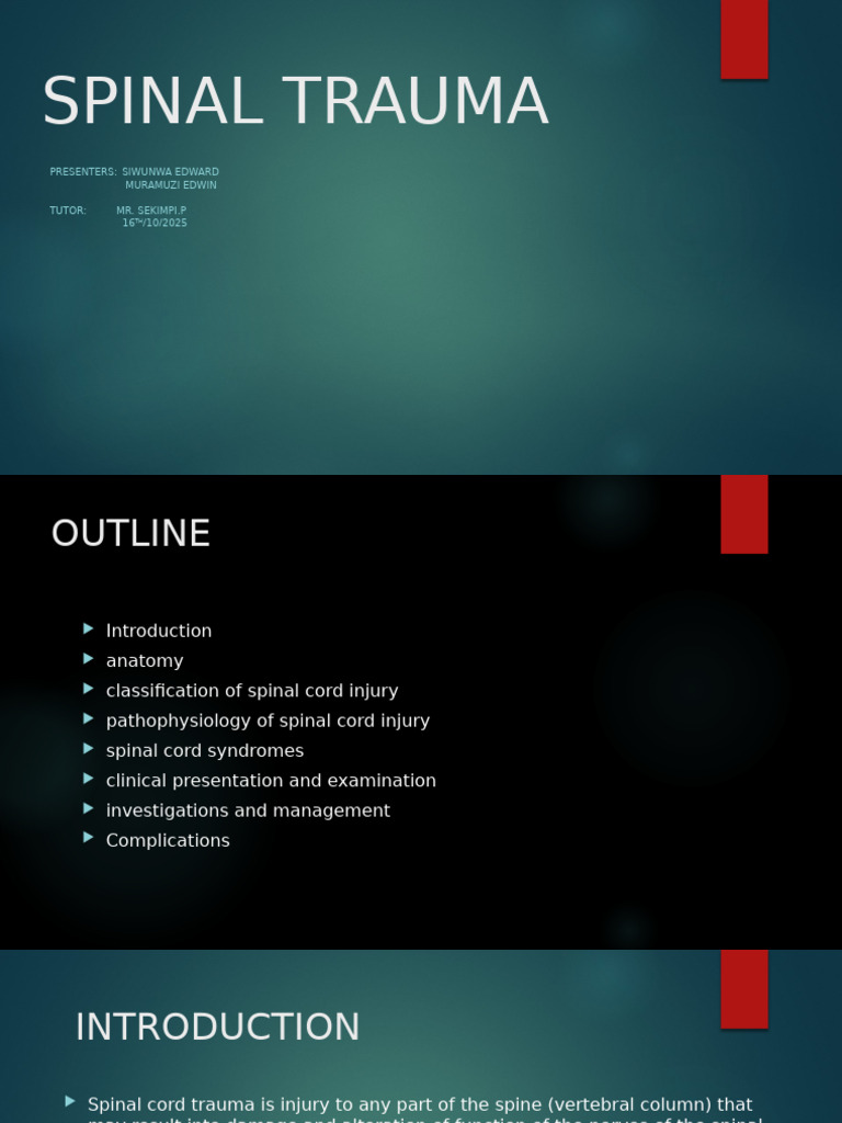 Spinal Trauma 2025xx | PDF | Spinal Cord | Spinal Cord Injury
