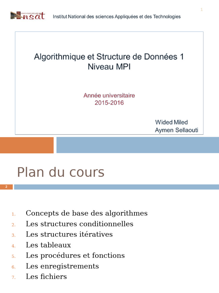 Introduction à l'algorithmique et C | PDF | Variable (informatique ...
