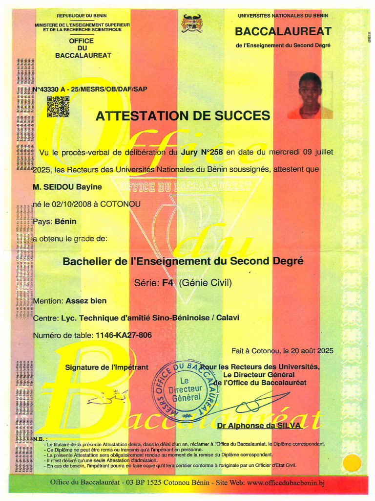 Attestation BAC | PDF