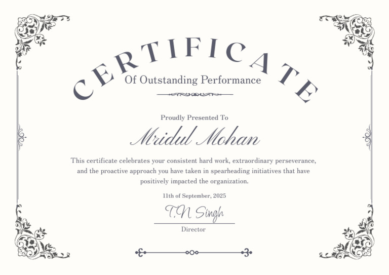 Certificate of Outstanding Performance | PDF