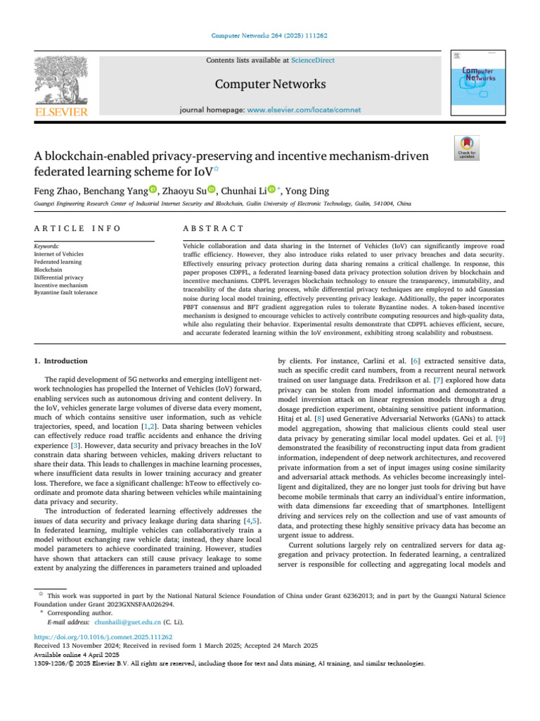 Blockchain-Based Privacy in IoV Learning | PDF | Computer Engineering ...