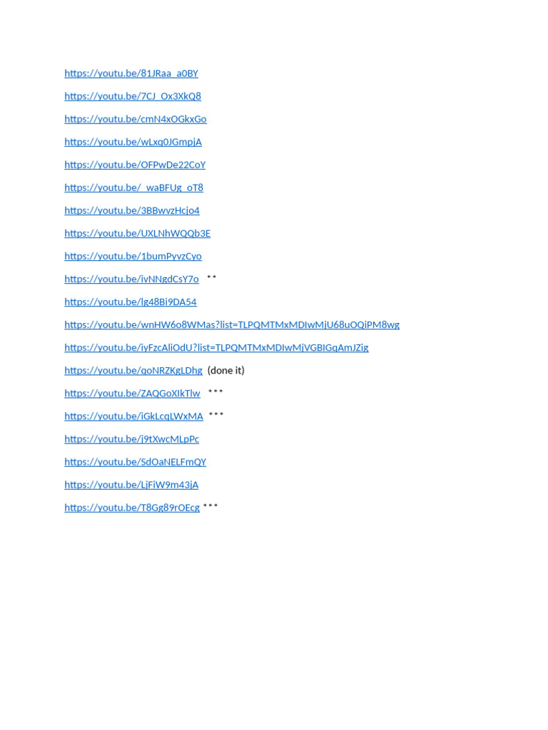 Collection of YouTube Video Links | PDF
