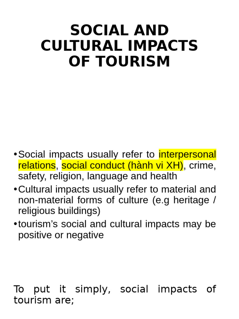 Socio-Cultural Impacts of Tourism | PDF | Cost Of Living | Tourism