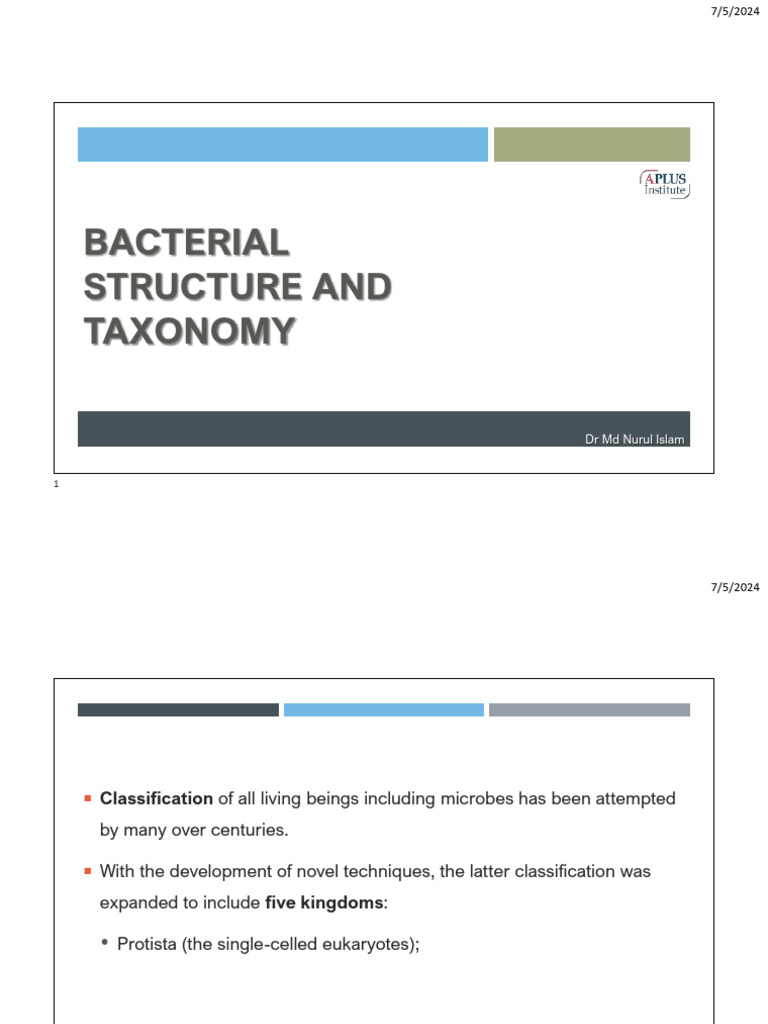Bacterial Structure and Taxonomy Overview | PDF | Bacteria | Cell (Biology)
