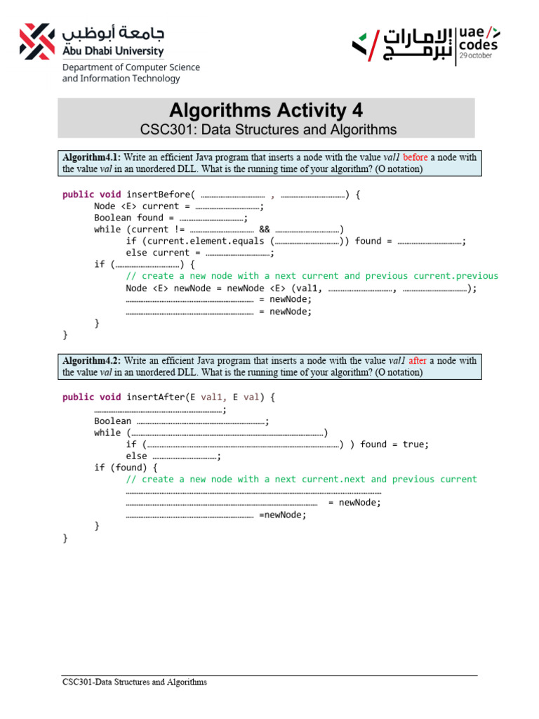 Algorithms Activity 4 Fall | PDF | Computer Programming | Algorithms ...