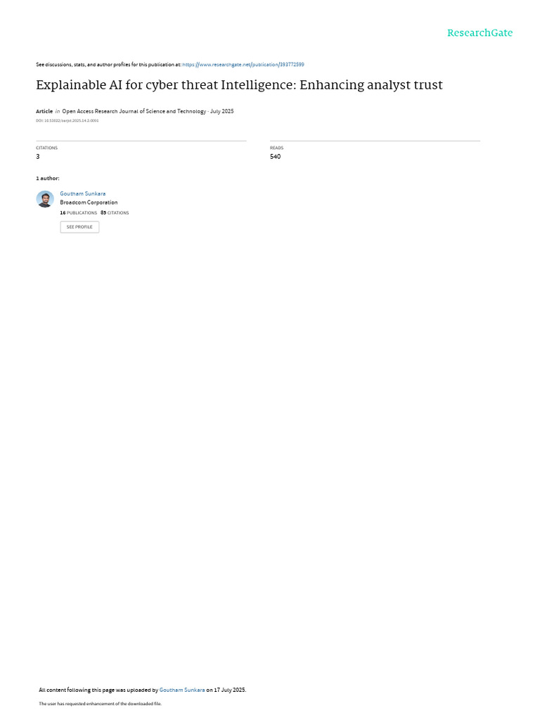 Explainable AI in Cyber Threat Intelligence | PDF | Artificial ...