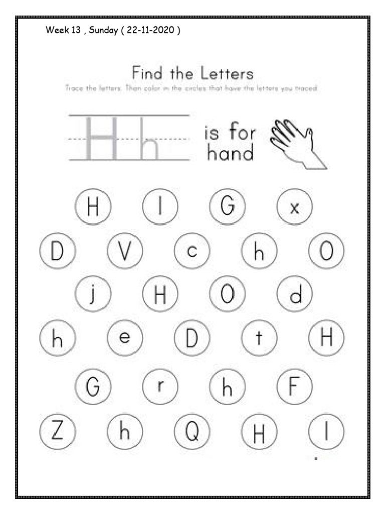 Sunday Week 13 Worksheets 22 November, 2020 Kg1B | PDF