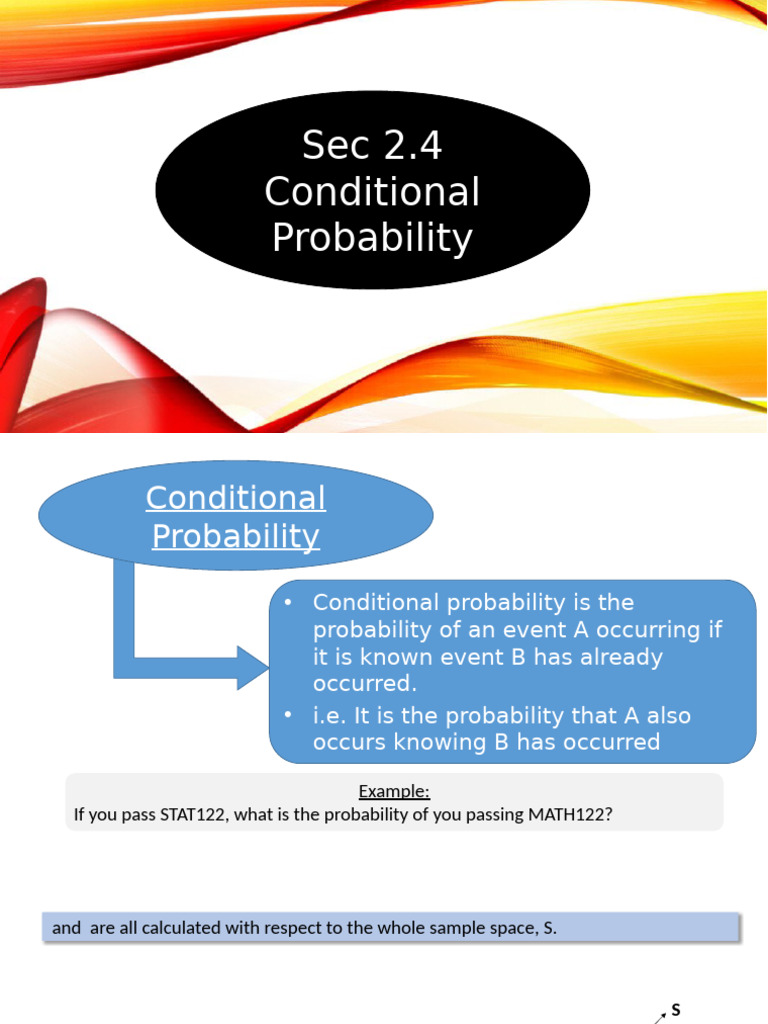 Sec 2.4 and 2.5 Conditional Probability and Cont. RV. | PDF ...
