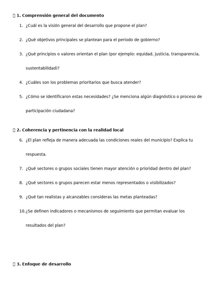 Análisis del Plan de Desarrollo Municipal | PDF | Sustentabilidad ...