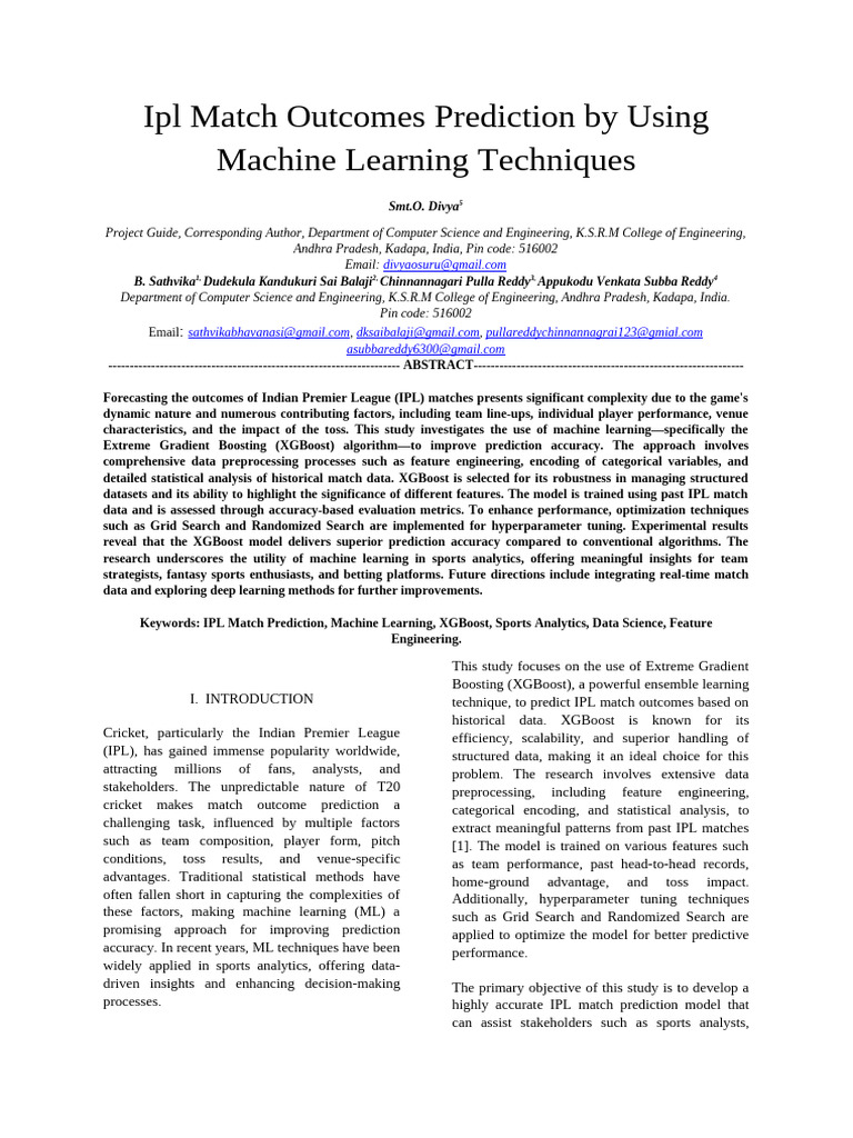 IPL Match Outcome Prediction with XGBoost | PDF | Machine Learning ...